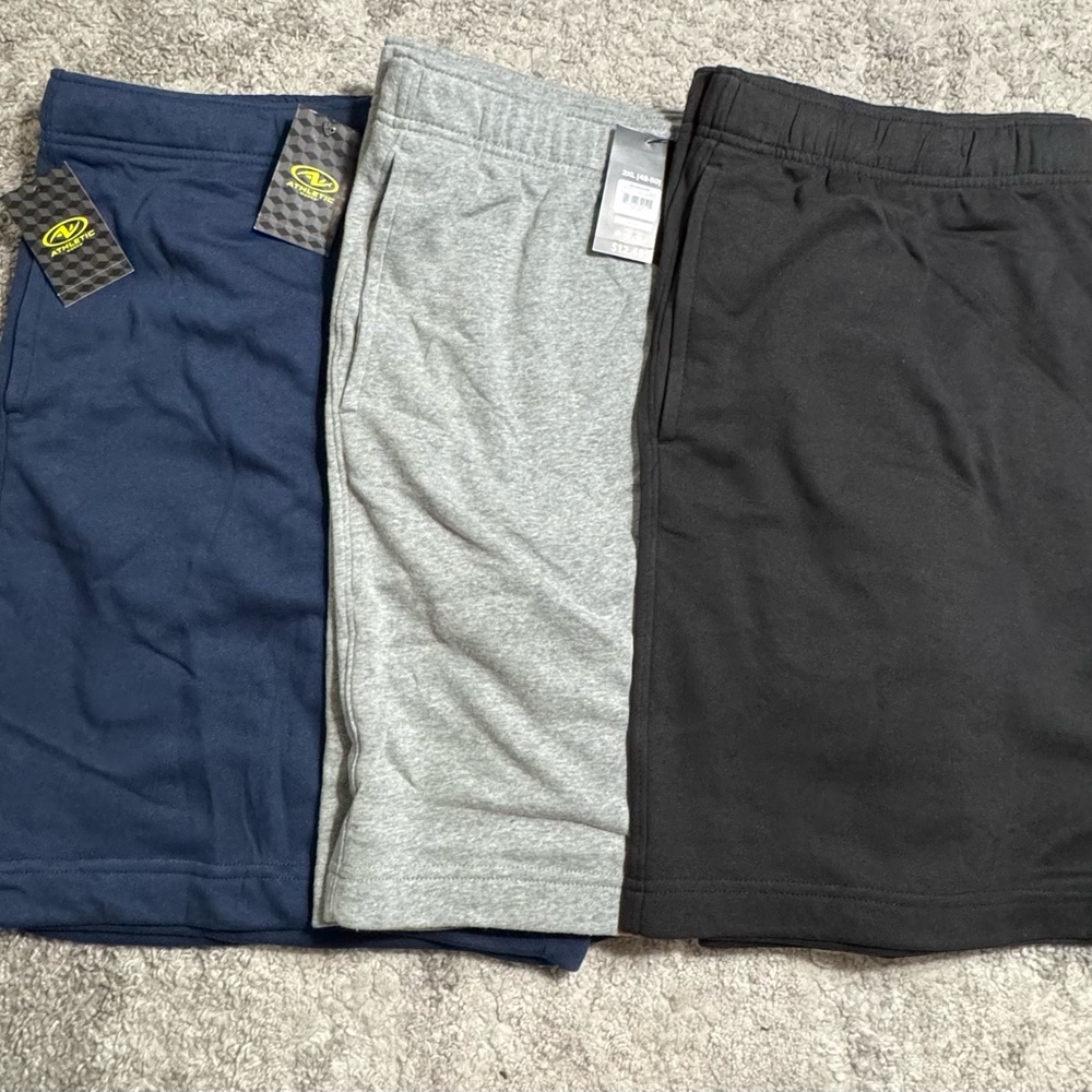 3 Athletic Works Black and Gray Athletic Shorts Elastic Waistband